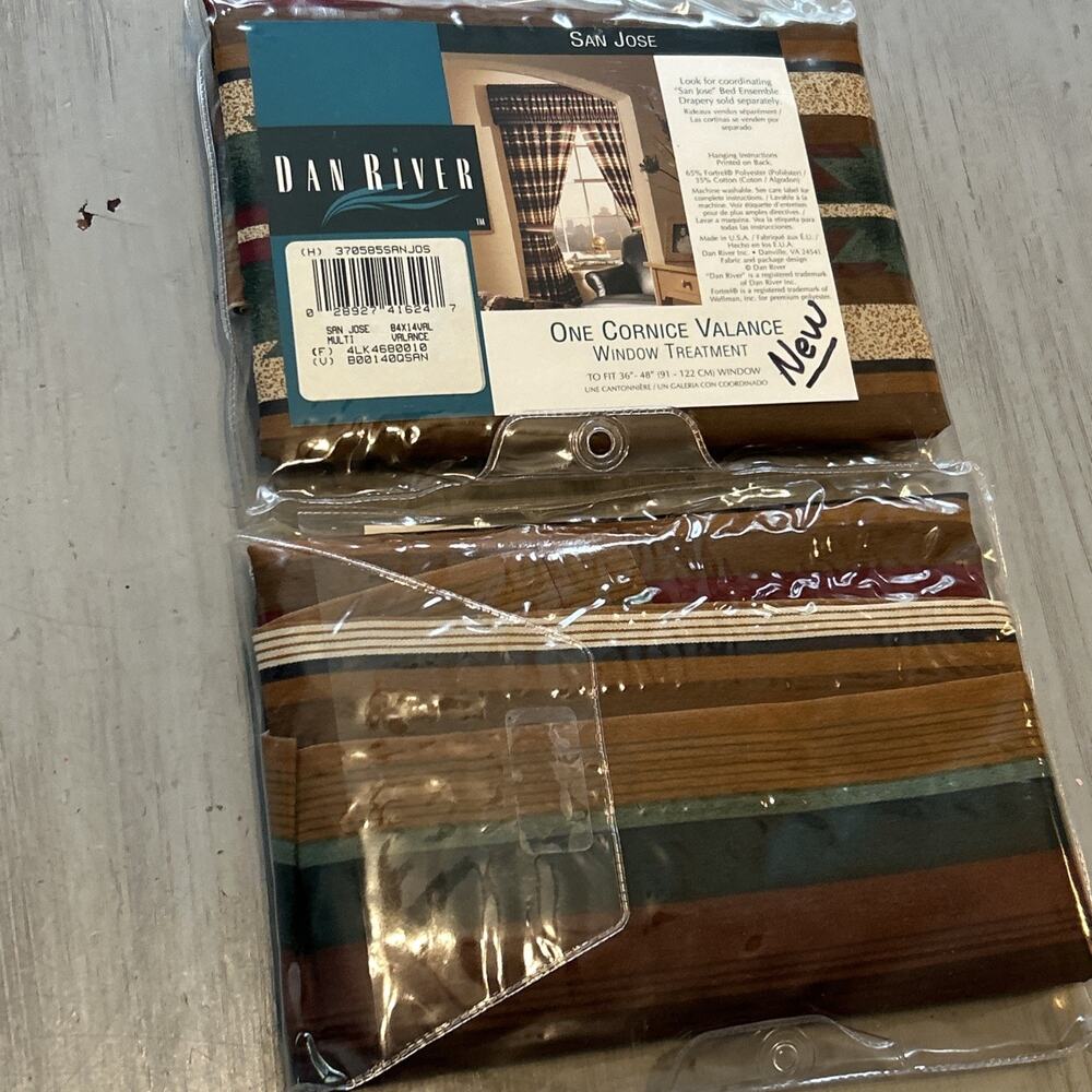 NEW Vtg Dan Rivers San Jose Southwestern Cornice Valance Curtains Lot Of 2